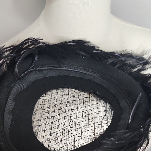 Vintage Black Feathered Hat - Picture 7 of 9